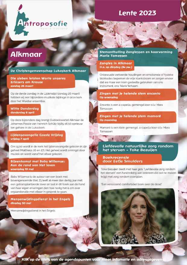 De antroposofische lente nieuwsbrief van Noord-Holland is uit